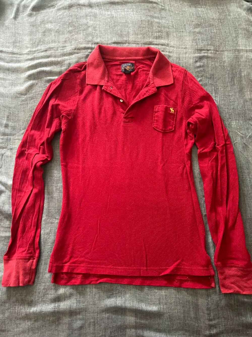 **SUPER CUTE** Y2K Vintage Abercrombie & Fitch Polo Long Sleeves Shirt Red M